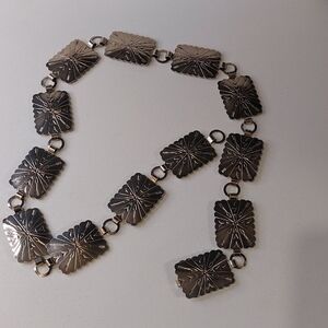 Silver Geometric Squares Link Belt